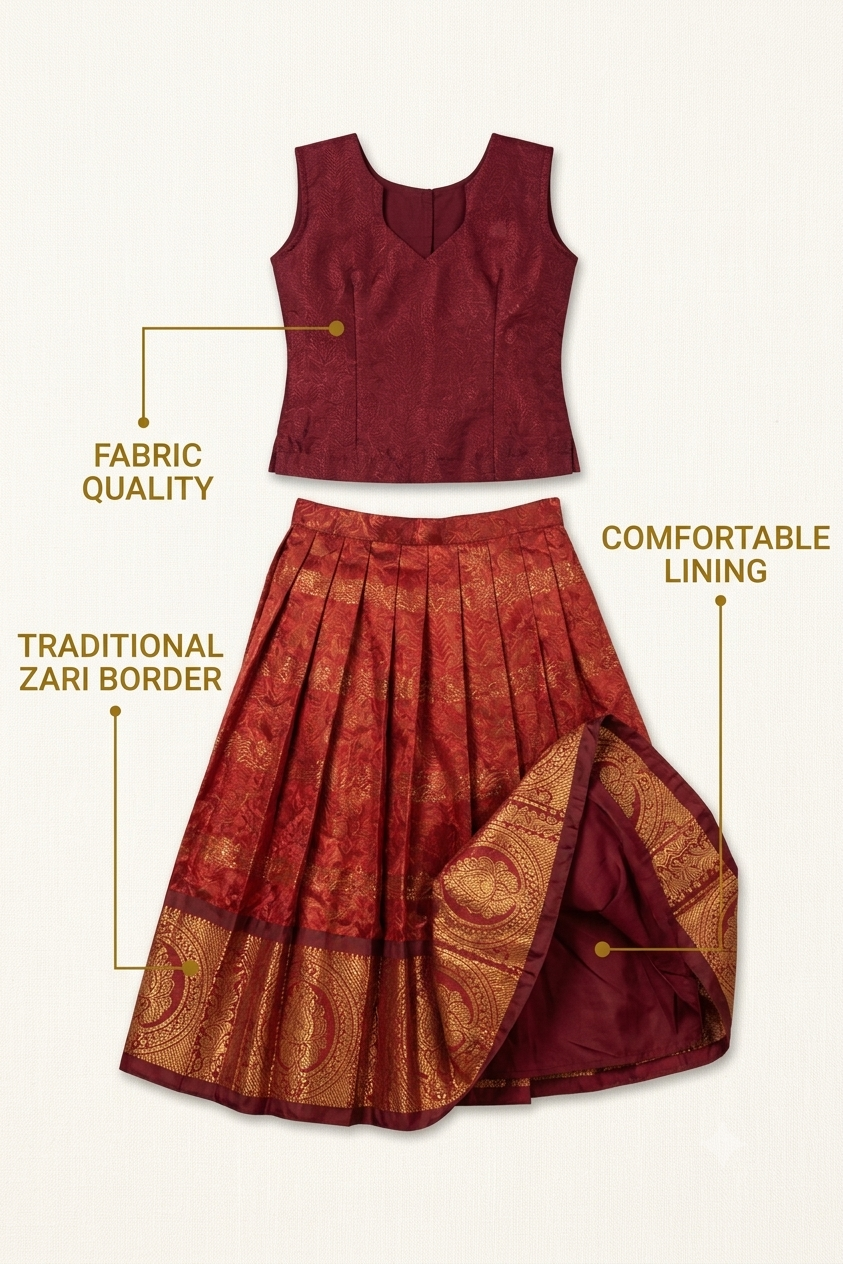Girls South Indian Traditional Silk Pattu Pavada